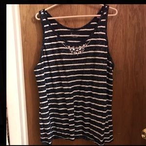 Lane Bryant navy blue striped tank top